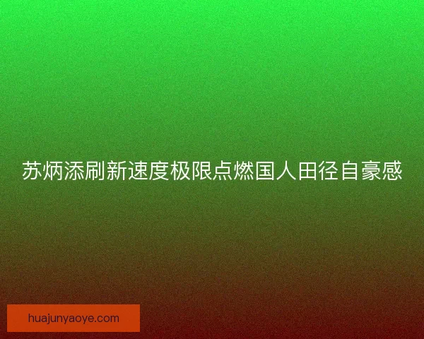 苏炳添刷新速度极限点燃国人田径自豪感